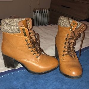 Pleather Brown Booties